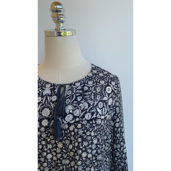 J.McLaughlin Womens Dress Gray Floral Tiered Peasant Bohemian Cottagecore sz M - Picture 2 of 12